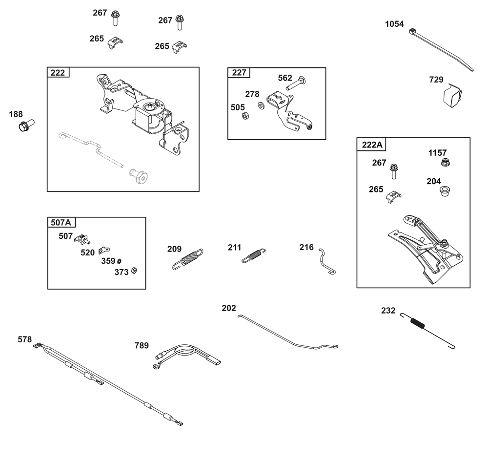 Controls Group Diagram and Parts List for 385447-0472-B5 200000 - 399999 Briggs and Stratton Engine